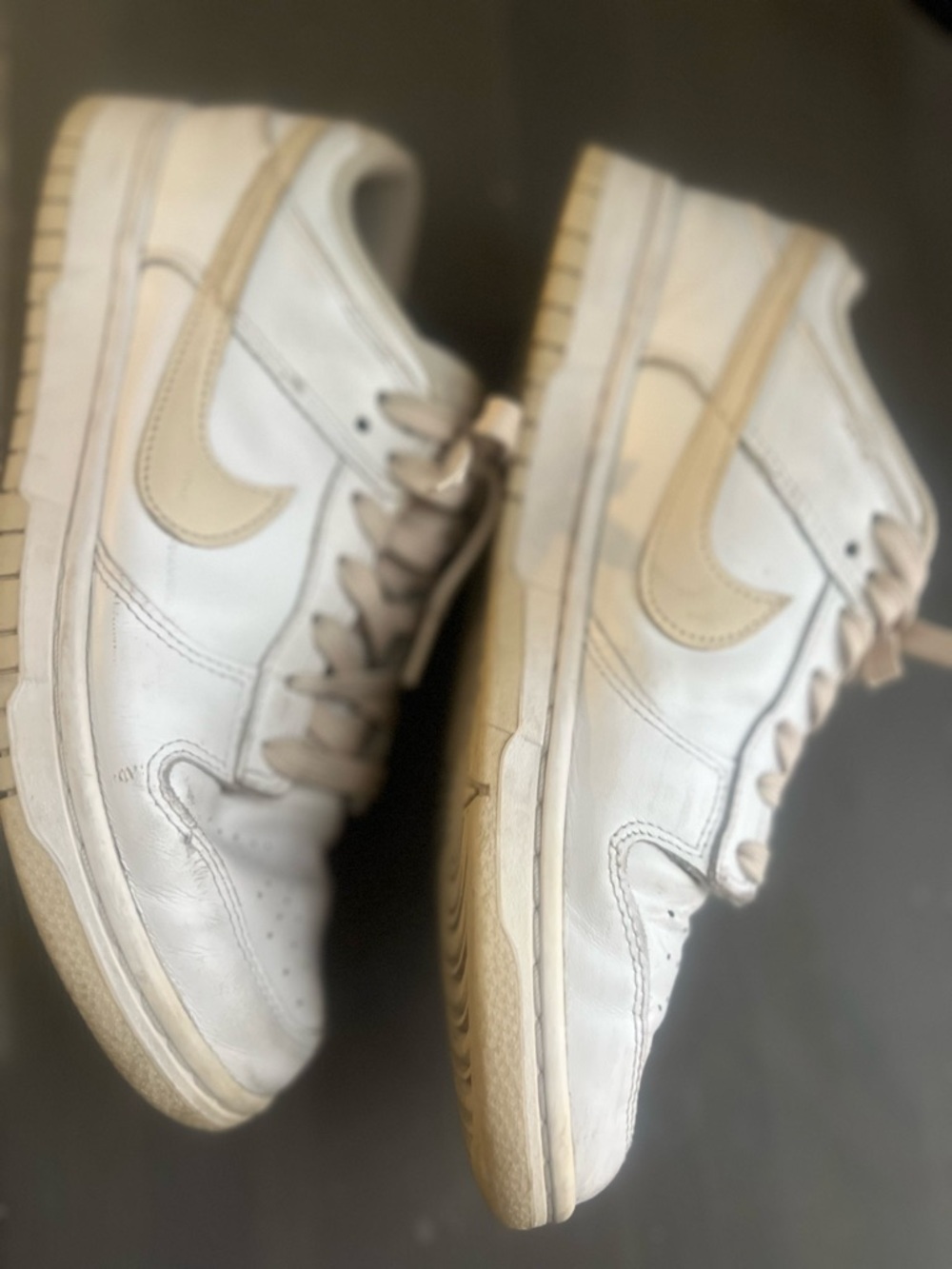 Nike Low-Top Sneakers in White and Tan Accents